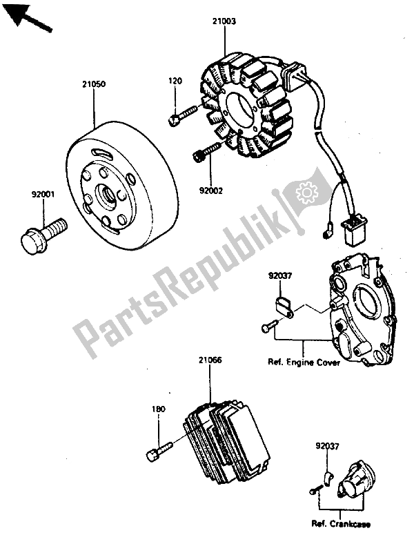 Wszystkie części do Generator Kawasaki GPZ 600 1985