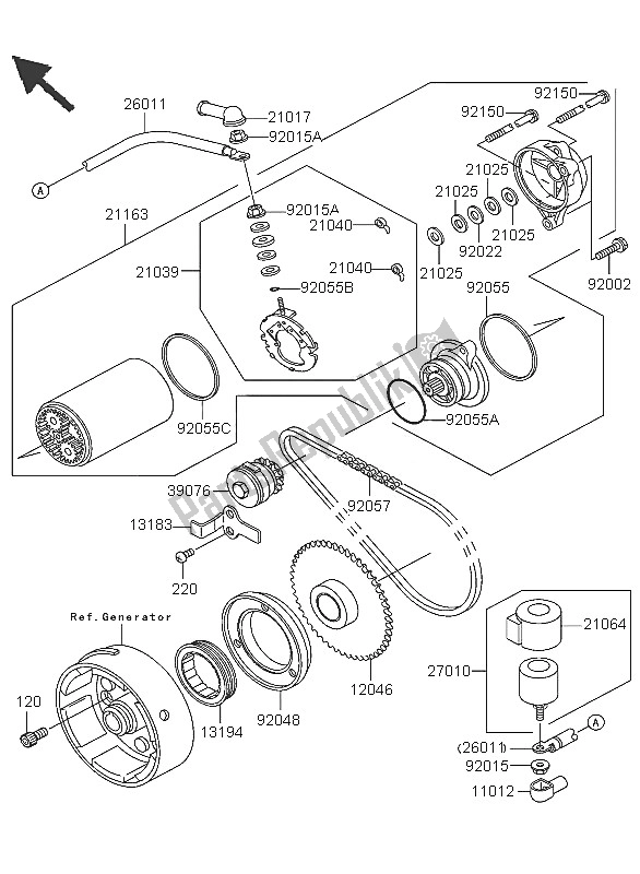 All parts for the Starter Motor of the Kawasaki KLF 300 4X4 2005