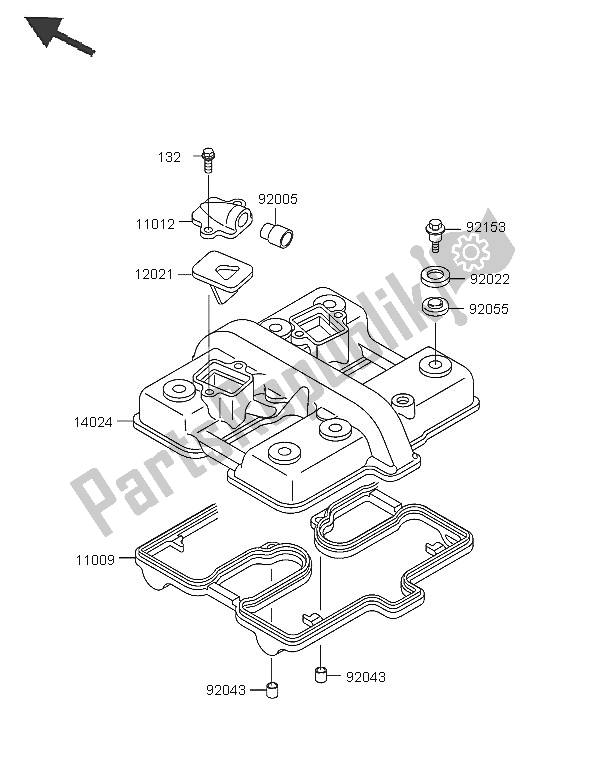 Alle onderdelen voor de Kleppendeksel van de Kawasaki KLE 500 2005