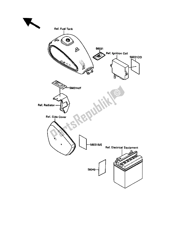 All parts for the Label of the Kawasaki VN 15 1500 1989