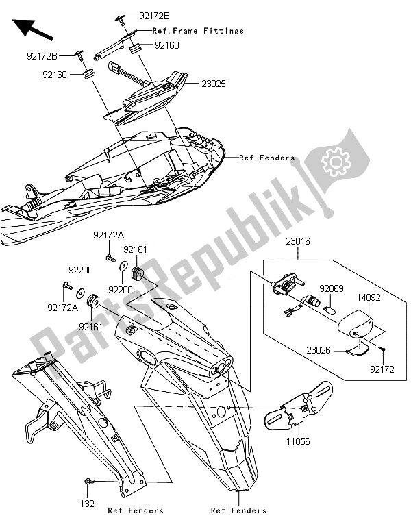 All parts for the Taillight(s) of the Kawasaki Z 800 ABS BEF 2014