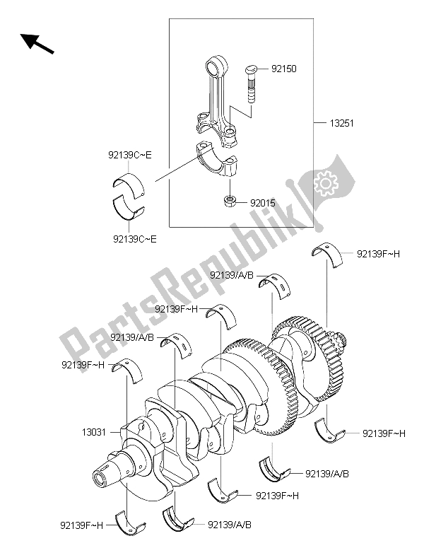 Toutes les pièces pour le Vilebrequin du Kawasaki Versys 1000 2015