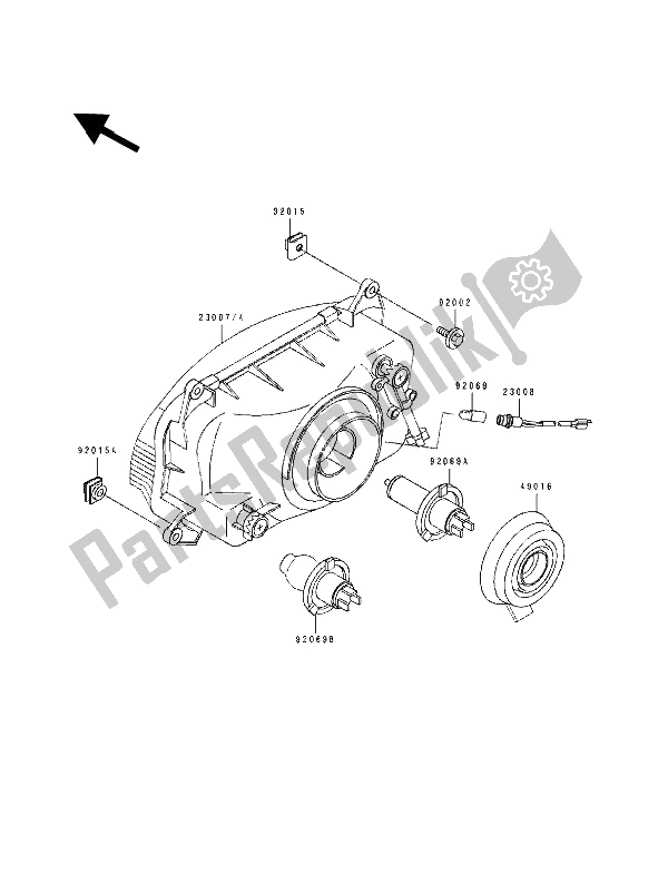 Todas as partes de Lanterna De Cabeça do Kawasaki ZZ R 600 1992