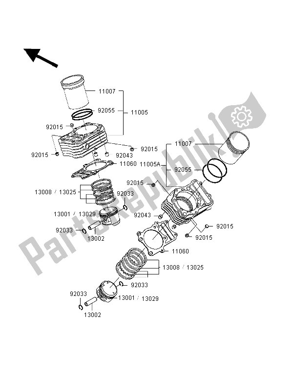 Todas las partes para Cilindro Y Pistón de Kawasaki VN 800 Classic 1998