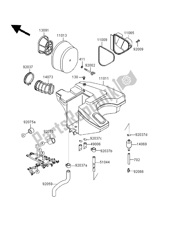 Todas las partes para Filtro De Aire de Kawasaki KLR 650 1996