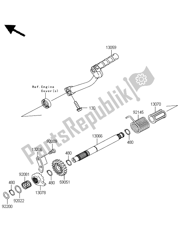 Wszystkie części do Mechanizm Kickstartera Kawasaki KLX 110 2011