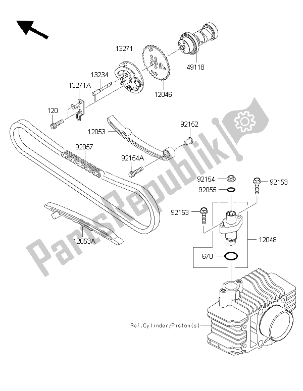 Todas las partes para árbol De Levas Y Tensor de Kawasaki KLX 110 2015