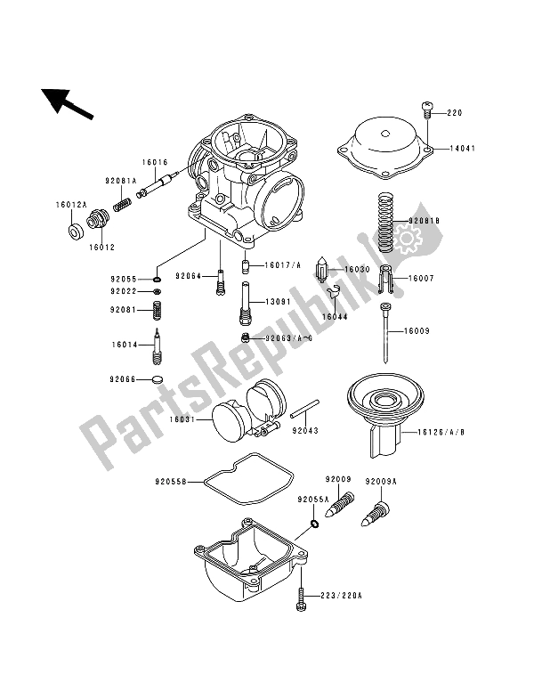 All parts for the Carburetor Parts of the Kawasaki Zephyr 750 1994