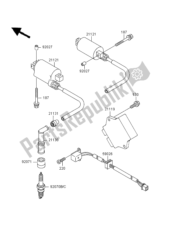 Tutte le parti per il Sistema Di Accensione del Kawasaki GPZ 500S 1997