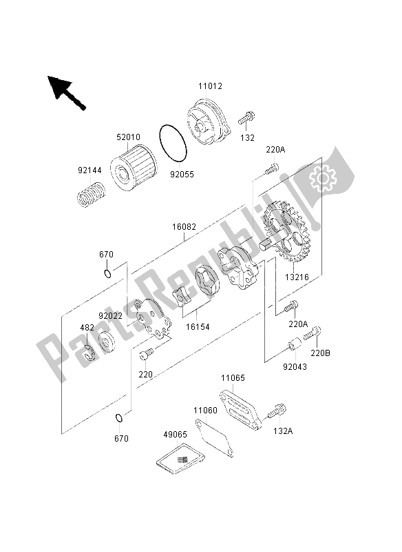 Tutte le parti per il Pompa Dell'olio del Kawasaki Eliminator 125 2000