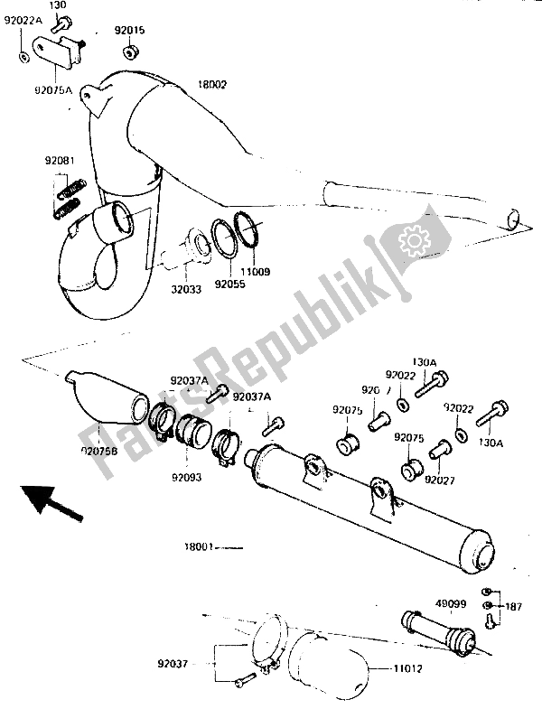 Tutte le parti per il Silenziatore del Kawasaki KDX 250 1985