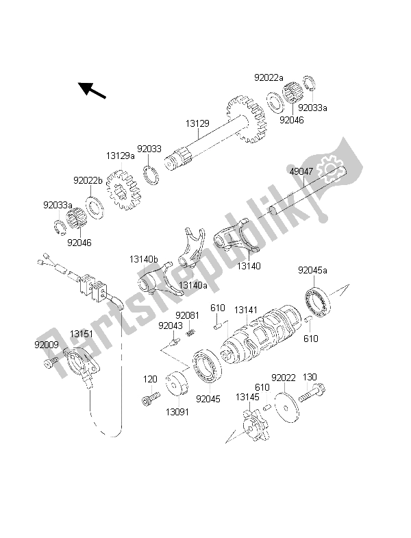 Tutte le parti per il Tamburo Cambio E Forcella Del Cambio del Kawasaki KLF 300 4X4 2001