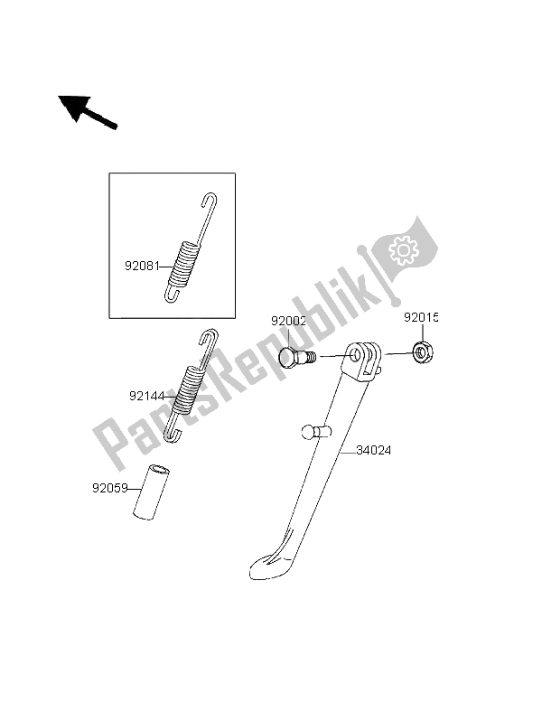 All parts for the Stand of the Kawasaki EL 252 1996