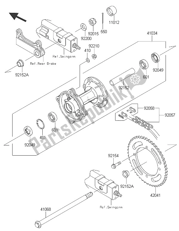 All parts for the Rear Hub of the Kawasaki KLX 125 2016