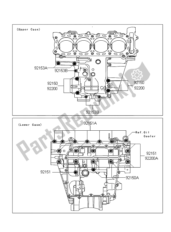 All parts for the Crankcase Bolt Pattern of the Kawasaki Ninja ZX 10R 1000 2008