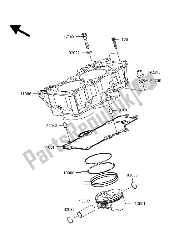 Toutes les pièces pour le Cylindre Et Piston du Kawasaki ER 6F ABS 650 2006