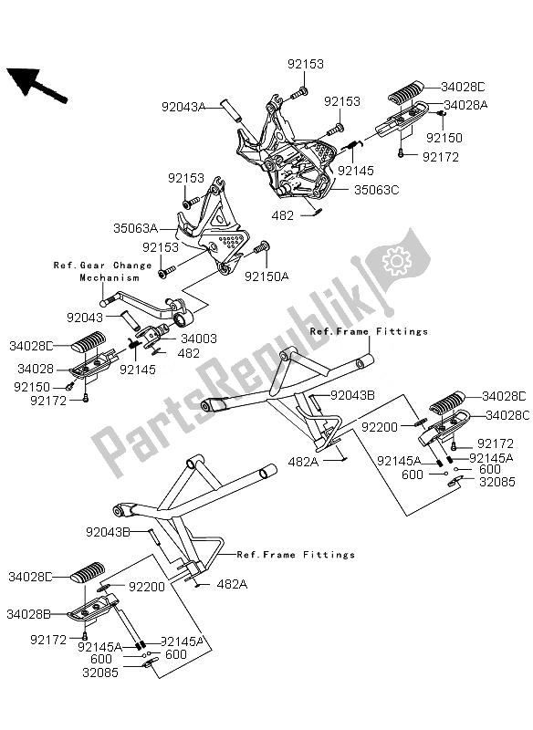 All parts for the Footrests of the Kawasaki Versys ABS 650 2011