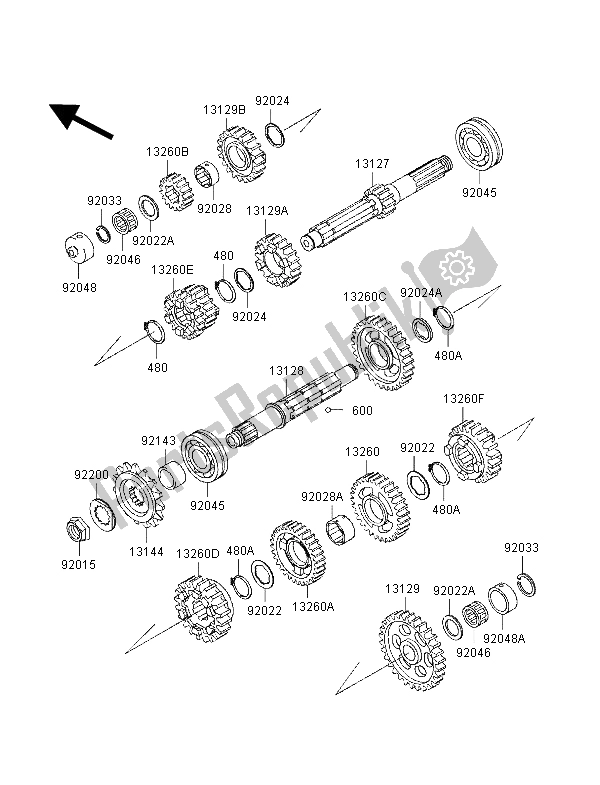 All parts for the Transmission of the Kawasaki ZZ R 1100 1998