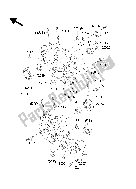 Toutes les pièces pour le Carter du Kawasaki KDX 200 2001