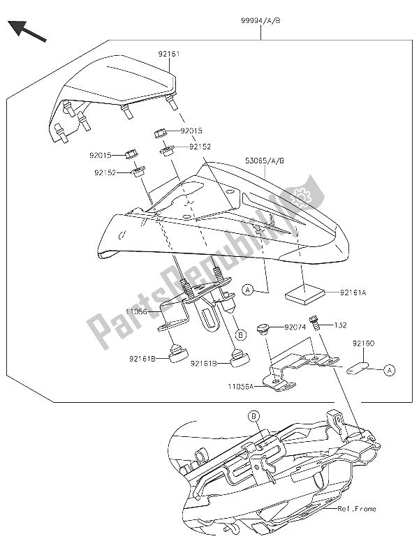 All parts for the Accessory (single Seat Cover) of the Kawasaki Ninja 250 SL ABS 2016