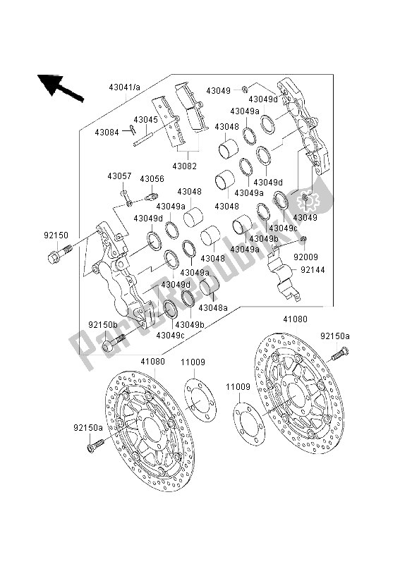 Toutes les pièces pour le Frein Avant du Kawasaki ZRX 1200 2003