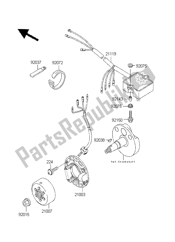 All parts for the Generator of the Kawasaki KX 80 SW LW 1995