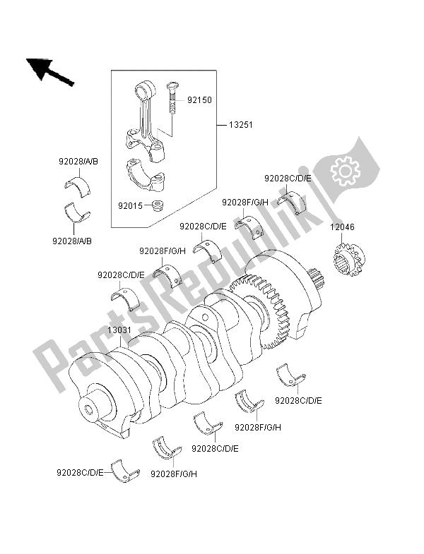 Todas las partes para Cigüeñal de Kawasaki Ninja ZX 7 RR 750 1996