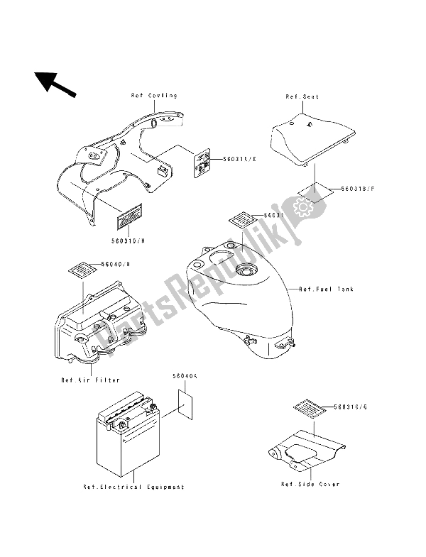 Tutte le parti per il Etichetta del Kawasaki ZXR 400 1990