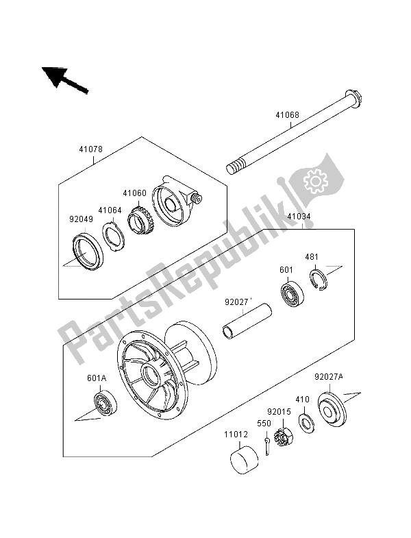 Tutte le parti per il Mozzo Anteriore del Kawasaki KLE 500 1995