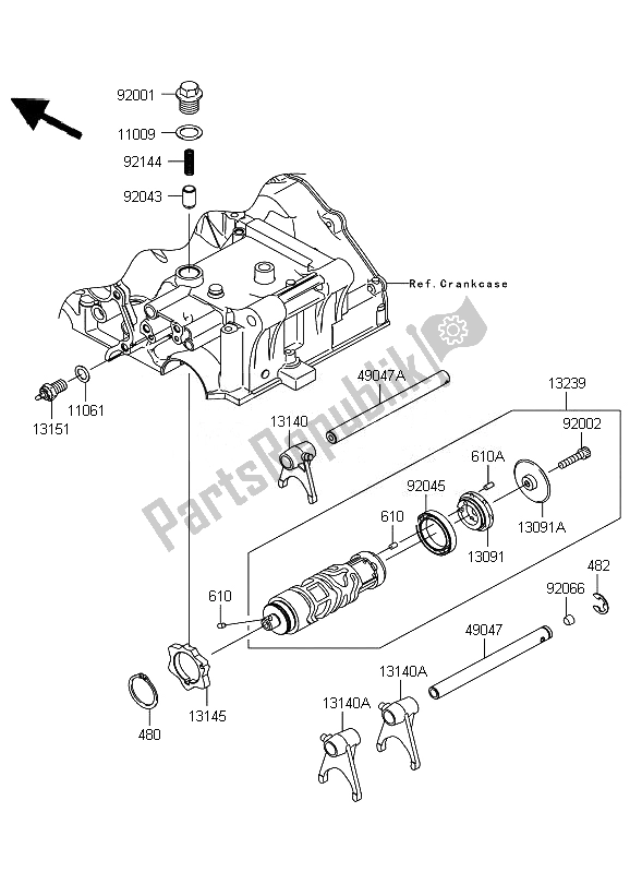 Tutte le parti per il Tamburo Cambio E Forcella Del Cambio del Kawasaki Ninja 250R 2010