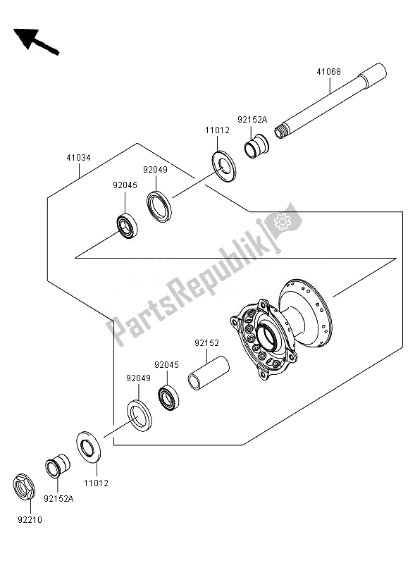 Toutes les pièces pour le Moyeu Avant du Kawasaki KX 250F 2007