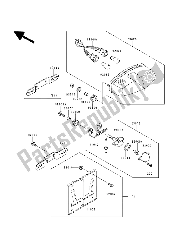 All parts for the Taillight(s) of the Kawasaki ZXR 400 1994