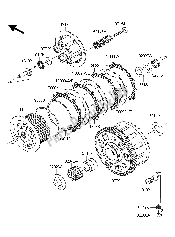 Tutte le parti per il Frizione del Kawasaki Z 1000 2010