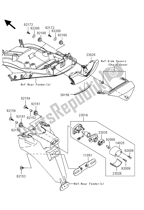 All parts for the Taillight(s) of the Kawasaki ZZR 1400 ABS 2013