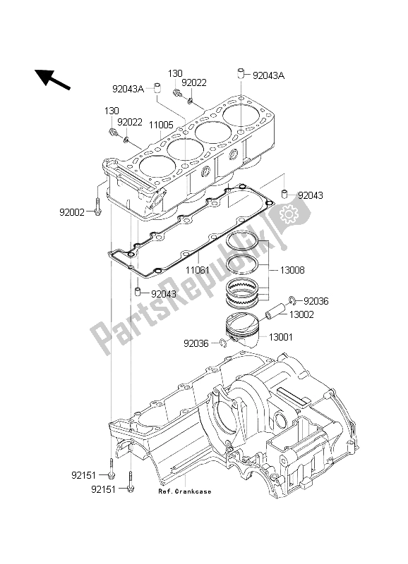 Tutte le parti per il Cilindro E Pistone del Kawasaki ZXR 1200S 2004