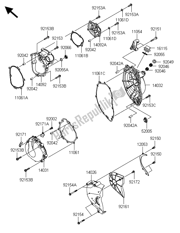 Todas as partes de Tampa (s) Do Motor do Kawasaki Ninja ZX 6R ABS 600 2013