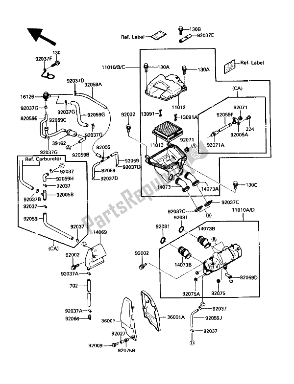 All parts for the Air Filter of the Kawasaki ZG 1200 B1 1990