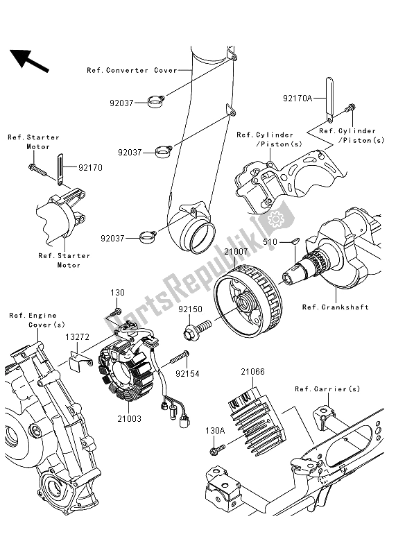 Todas las partes para Generador de Kawasaki KVF 750 4X4 EPS 2013