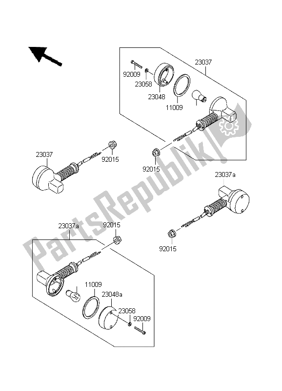 All parts for the Turn Signals of the Kawasaki KLR 650 1995