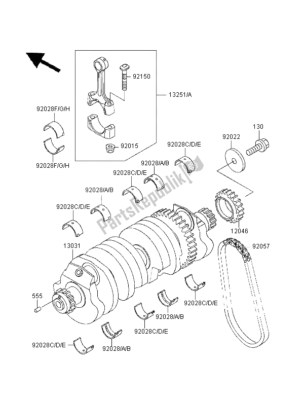 All parts for the Crankshaft of the Kawasaki ZZR 1100 1995