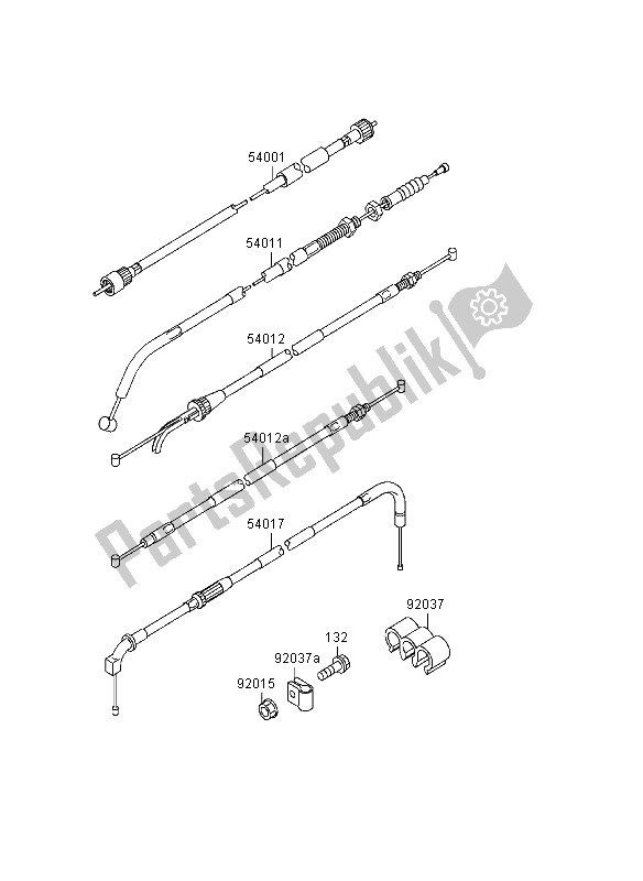 Alle onderdelen voor de Kabels van de Kawasaki KLE 500 1997