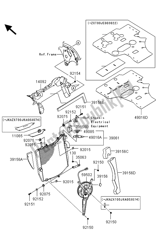 All parts for the Radiator of the Kawasaki Ninja ZX 10R ABS 1000 2013