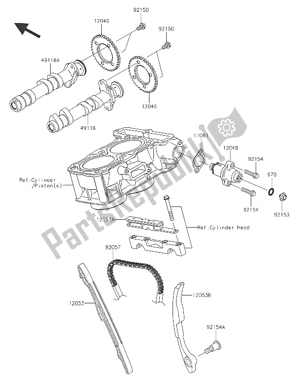 All parts for the Camshaft(s) & Tensioner of the Kawasaki Ninja 300 2016