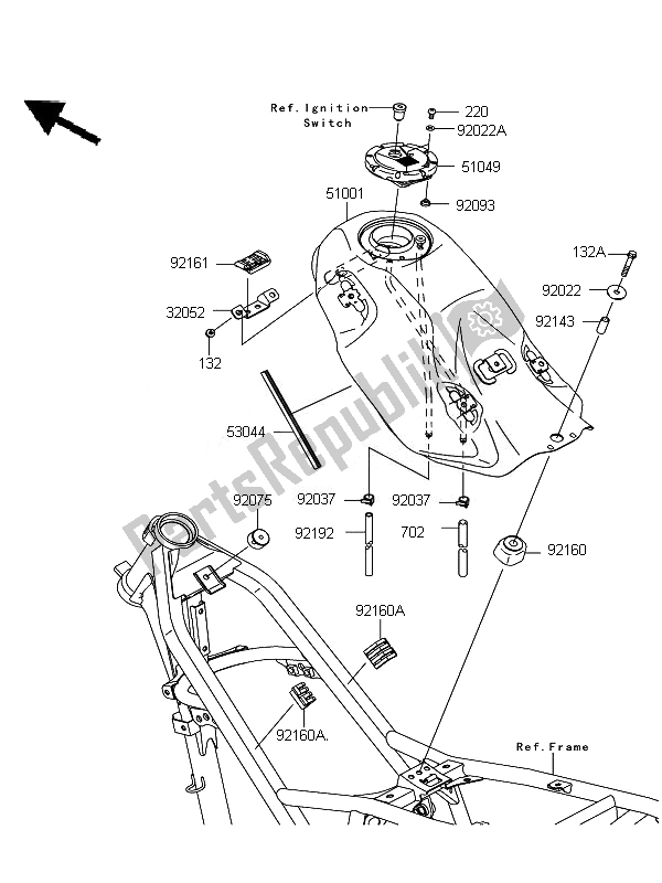 All parts for the Fuel Tank of the Kawasaki D Tracker 125 2010