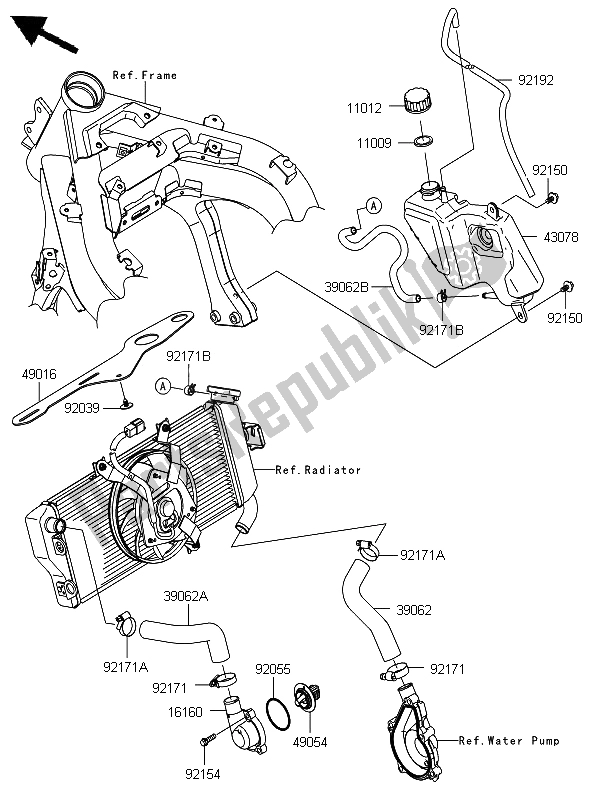 All parts for the Water Pipe of the Kawasaki ER 6F 650 2012