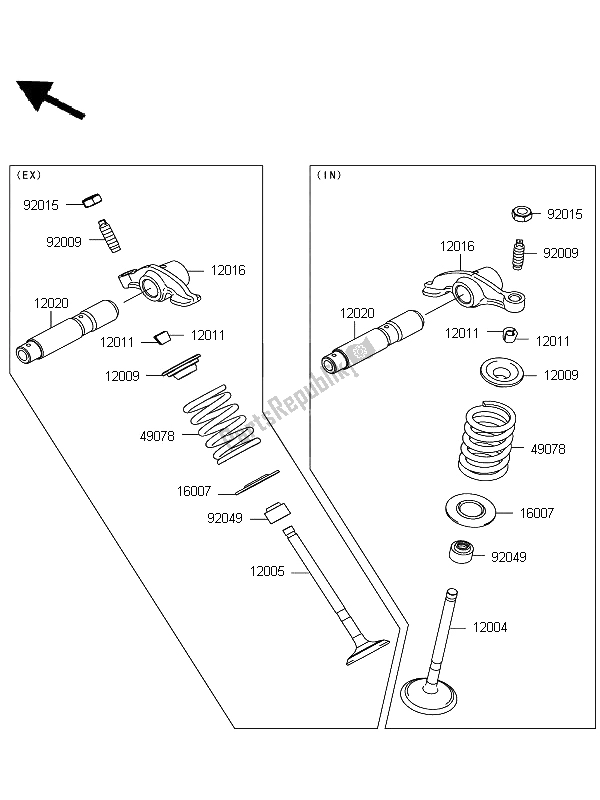 All parts for the Valve(s) of the Kawasaki D Tracker 125 2011