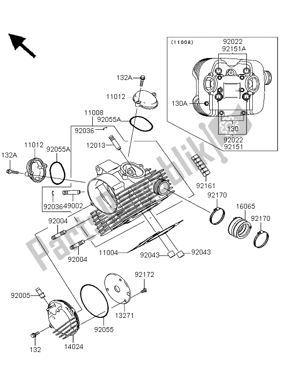 Tutte le parti per il Testata del Kawasaki KVF 360 4X4 2003