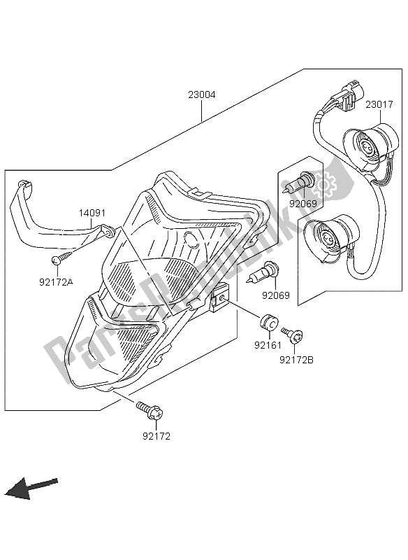 All parts for the Headlight of the Kawasaki KFX 400 2005