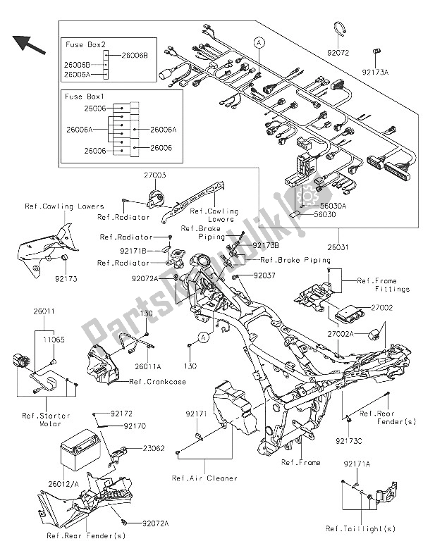 Todas las partes para Equipo Eléctrico Del Chasis de Kawasaki Z 300 ABS 2016