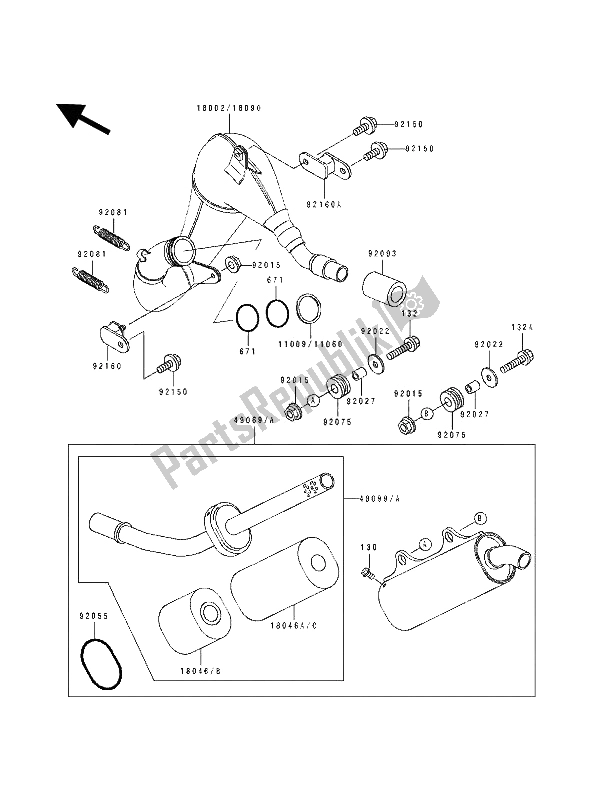 Tutte le parti per il Silenziatore del Kawasaki KX 250 1991